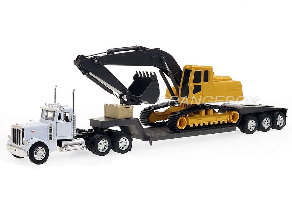 Caminhão Peterbilt 379 Big Rig + Carreta com Retroescavadeira