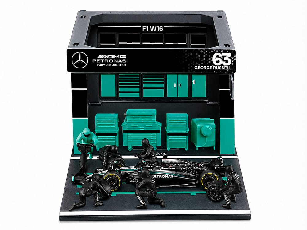 Fórmula 1 Pit Stop Mercedes W16 George Russell 2025