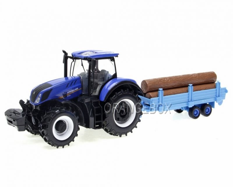 Trator New Holland T7.315 + Carreta com Madeira Bburago