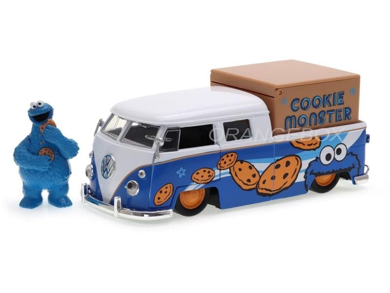Volkswagen Kombi Pick-Up Bus 1962 + Figura Cookie Monster (em metal) Jada Toys