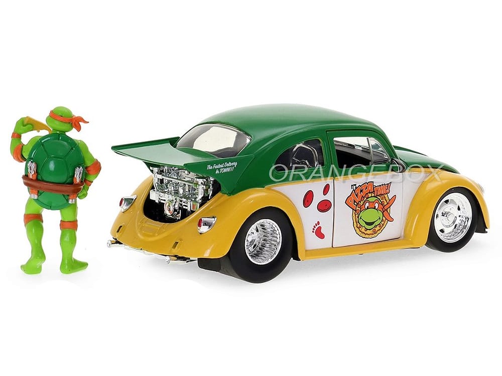 Volkswagen Drag Fusca 1959 Tartarugas Ninja + Figura Michelangelo Jada Toys