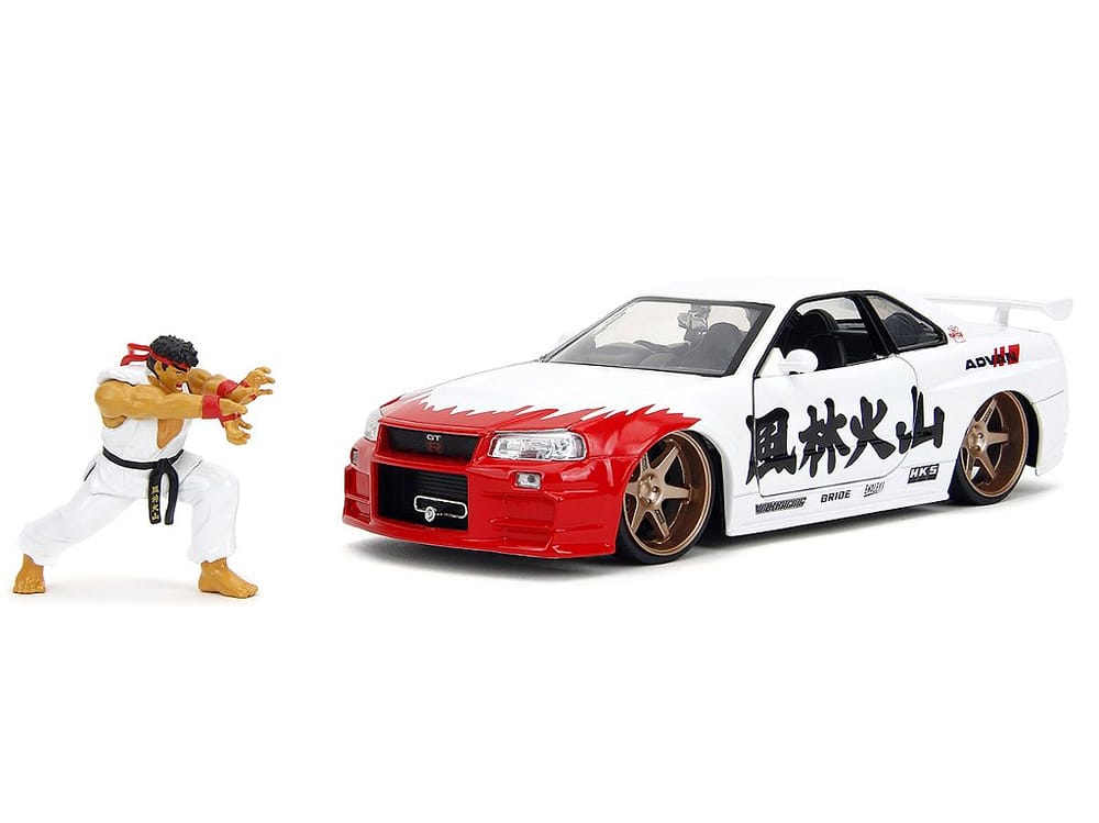 Nissan Skyline GT-R (R34) 2002 Street Fighter + Figura Ryu Jada Toys