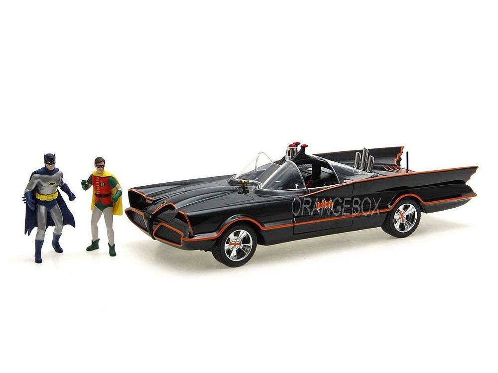 Batmóvel 1966 Classic TV + Figura Batman & Robin Edição 80 Anos Batman