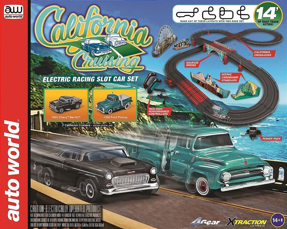 Conjunto Autorama Elétrico Slot Car Set Racing California Cruising