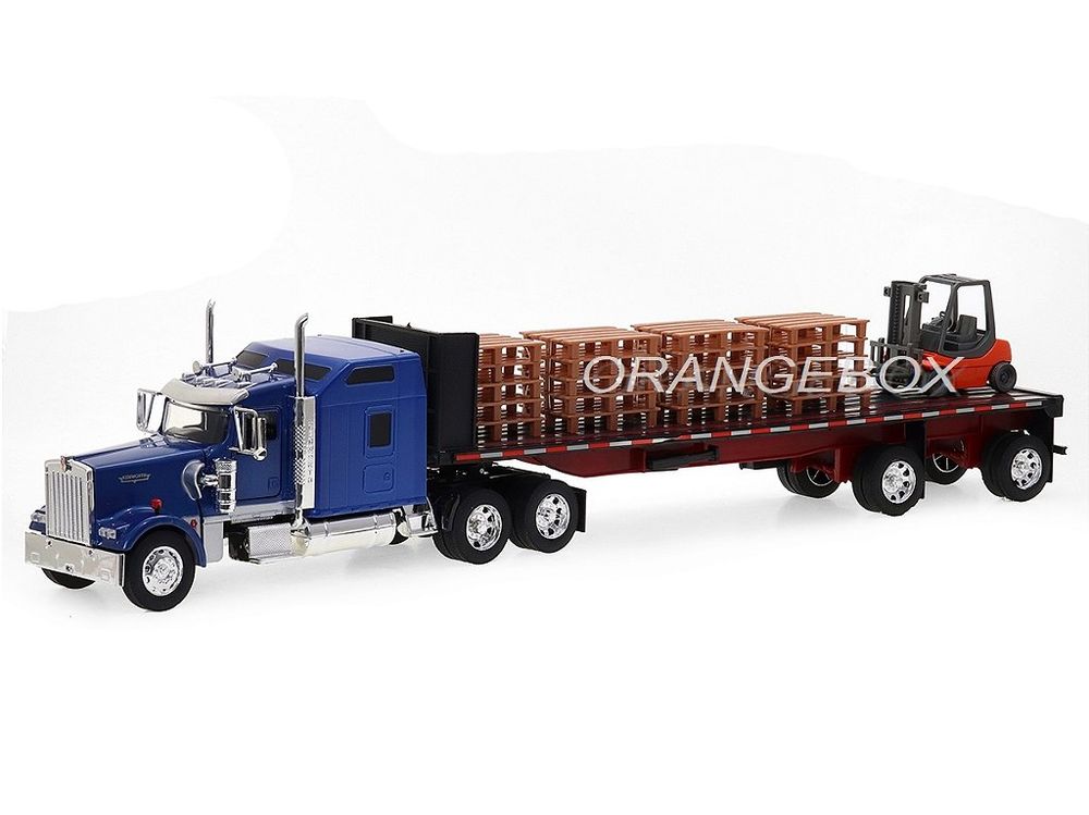 Caminhão Kenworth Flatbed + Carreta Empilhadeira e Palete