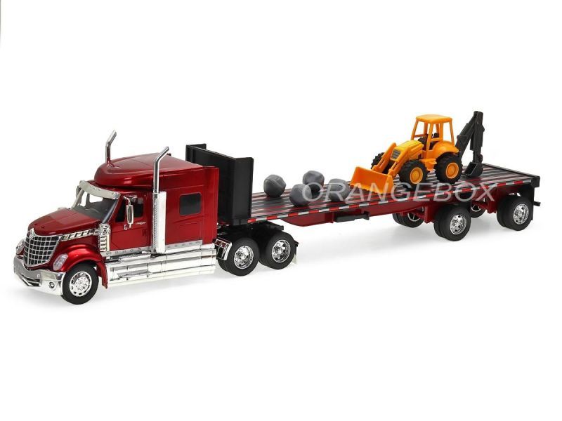 Caminhão International Lonestar Flatbed + Carreta e Pá Carregadeira